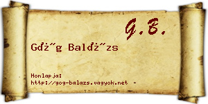 Góg Balázs névjegykártya